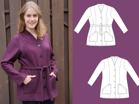 Melly – Halblanger Mantel mit Knopfleiste, Stehkragen & Bindeband BU 80-116