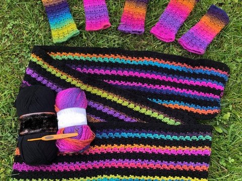 Anleitung Set Herbstmuschel (Stulpen und Schal)