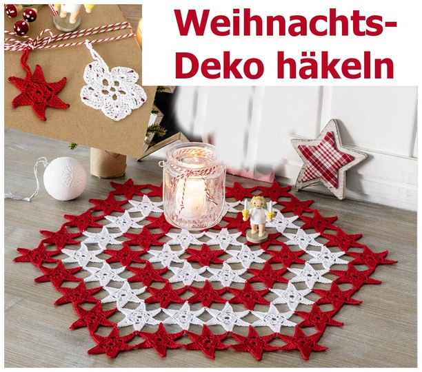Weihnachts-Deko häkeln in Rot-Weiß
