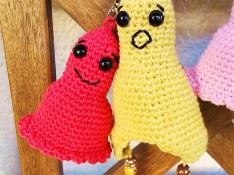 Kleine Geister - Taschenbaumler, Schlüsselanhänger - Häkelanleitung