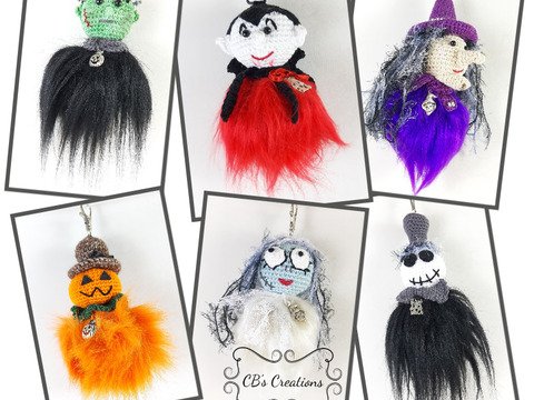 Halloween Funnies, Crochet Pattern, fur pompon