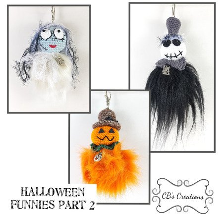 Halloween Funnies, Crochet Pattern, fur pompon