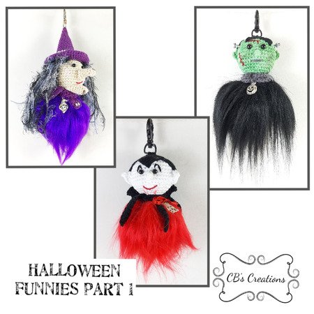 Halloween Funnies, Crochet Pattern, fur pompon