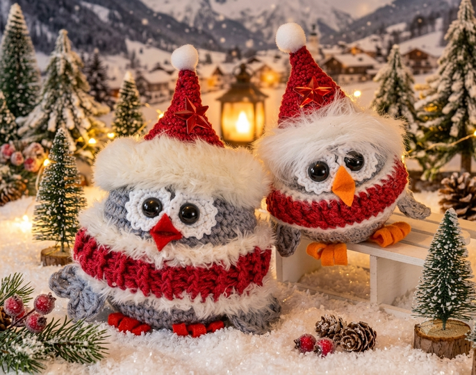 Winterkäuzchen "Piep" Eulen in 2 Größen