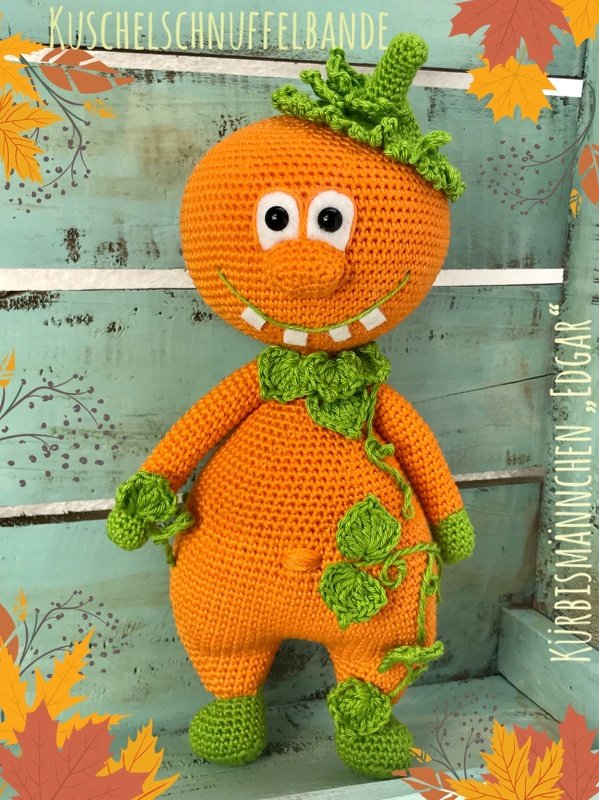 Häkelanleitung Kuschelschnuffelbande Kürbismännchen Edgar, Amigurumi, PDF