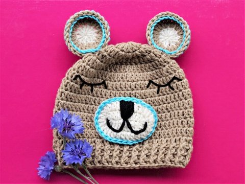 Häkelanleitung Kindermütze Bär