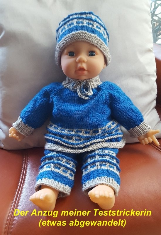 Süßer Anzug für Puppen und Neugeborene - Strickanleitung