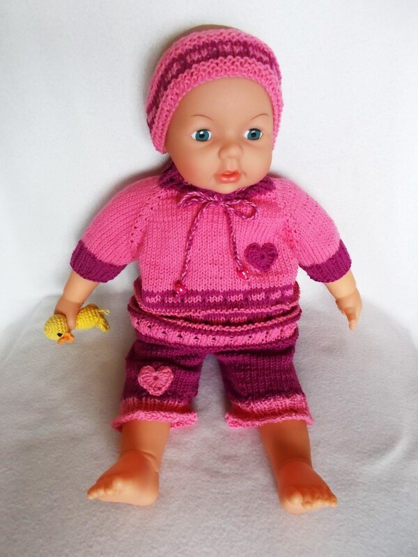 Süßer Anzug für Puppen und Neugeborene - Strickanleitung