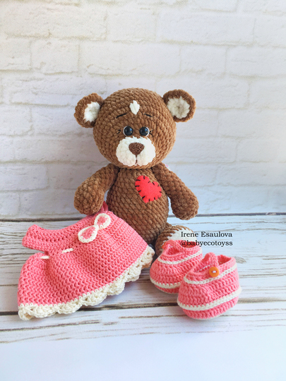 Crochet amigurumi pattern Plush Bears Brownie + Crochet outfit