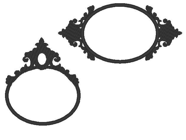 Schmuck Rahmen oval Stickdatei Button