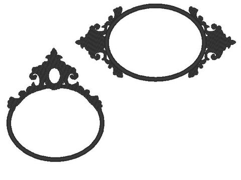 Schmuck Rahmen oval Stickdatei Button