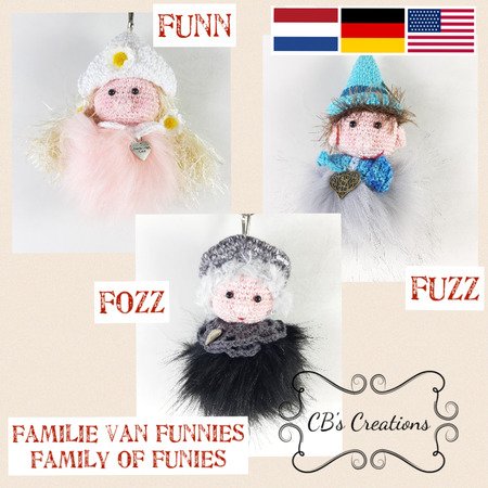 unnies Funn, Fuzz and Fozz, Crochet Pattern, fur pompon