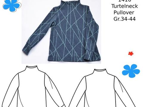 Damen Pullover nähen mit Turtelneck I Gr.34-44 I ebook Schnittmuster I 1416