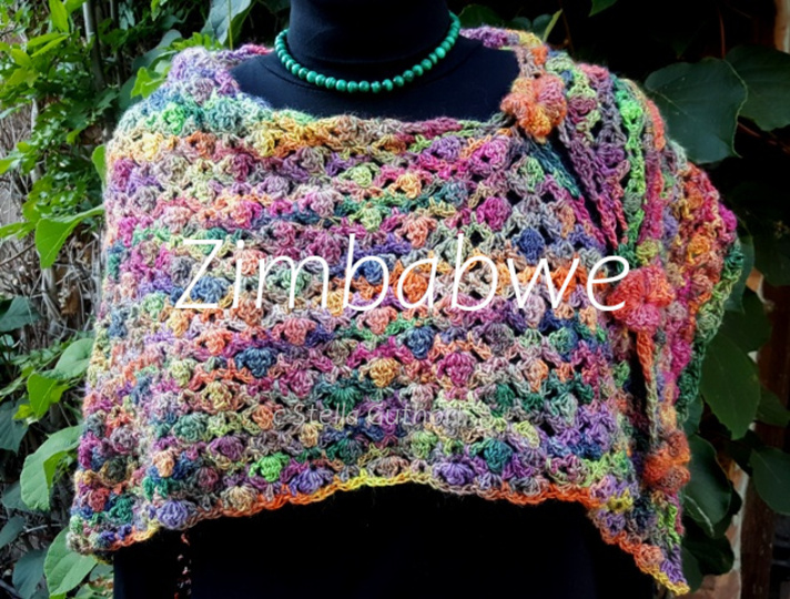 Zimbabwe Häkeltuch mit Knopf Anleitung
