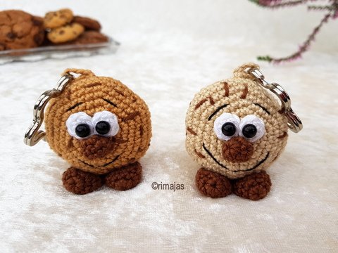 Häkelanleitung / Schlüsselanhänger - Krümel - das Cookie / für Wollreste