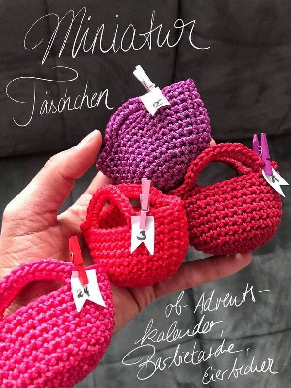 Kleines Henkelkörbchen als Adventskalender oder Puppentasche