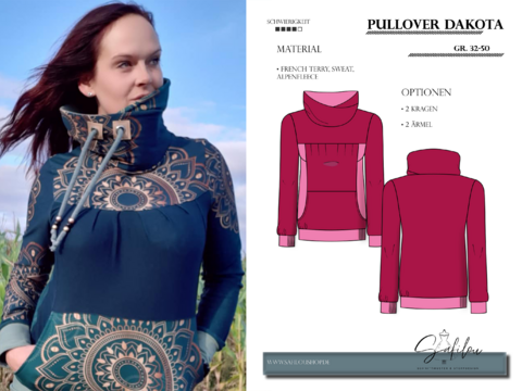 Dakota Damen Hoodie Schnittmuster – PDF-Größen 32-50 |