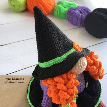 Pattern Amigurumi Halloween Gnome Witch