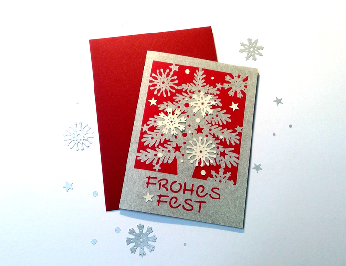 Weihnachtskarte Tannenbaum Plotterdatei SVG DXF FCM