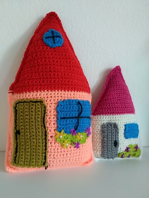 Häkelanleitung Häusle Kissen