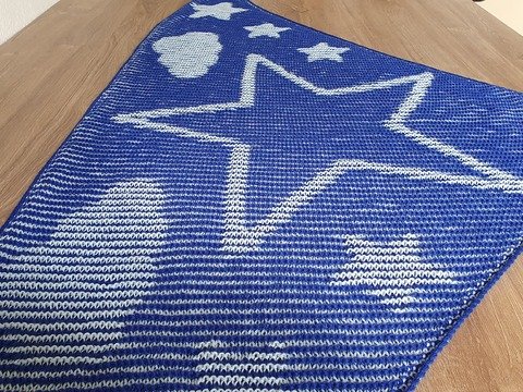 Sterne und Wolken, Schattenstricken, Illusionsstricken, Motivtuch