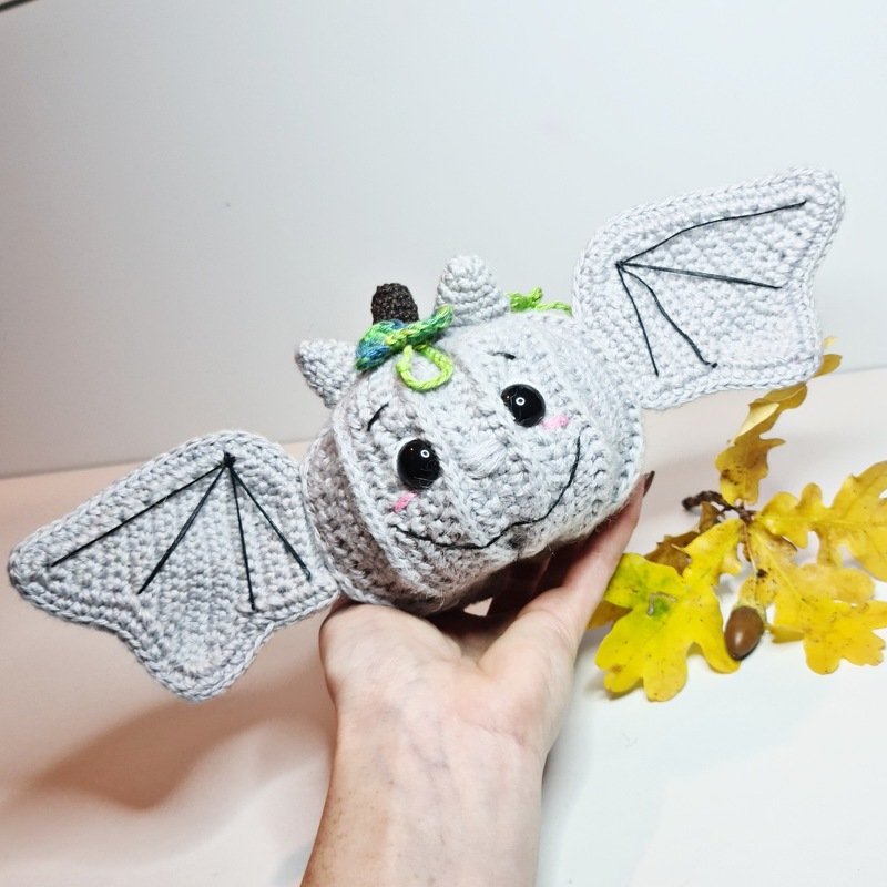 Pumpkin-Bat, häkelanleitung für süße Kürbisfledermaus - Bild 9