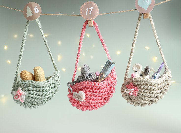 Flügeltäschchen mit Maus – Häkelanleitung für Weihnachten, Geschenke & Deko