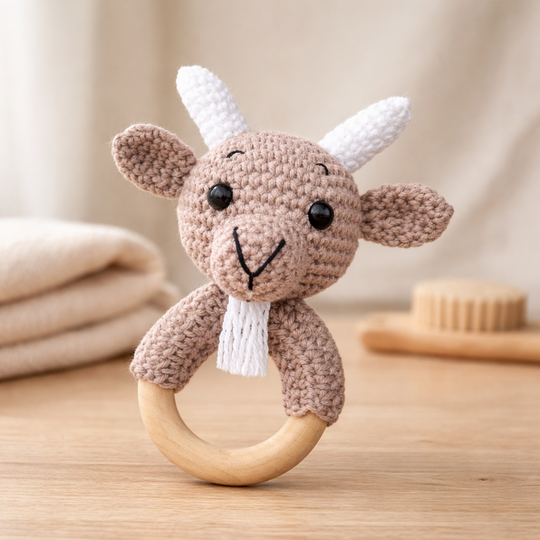 Crochet Pattern Goat Rattle, crochet Babyrattle