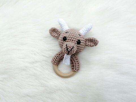 Häkelanleitung Ziegen Rassel, Babyrassel häkeln