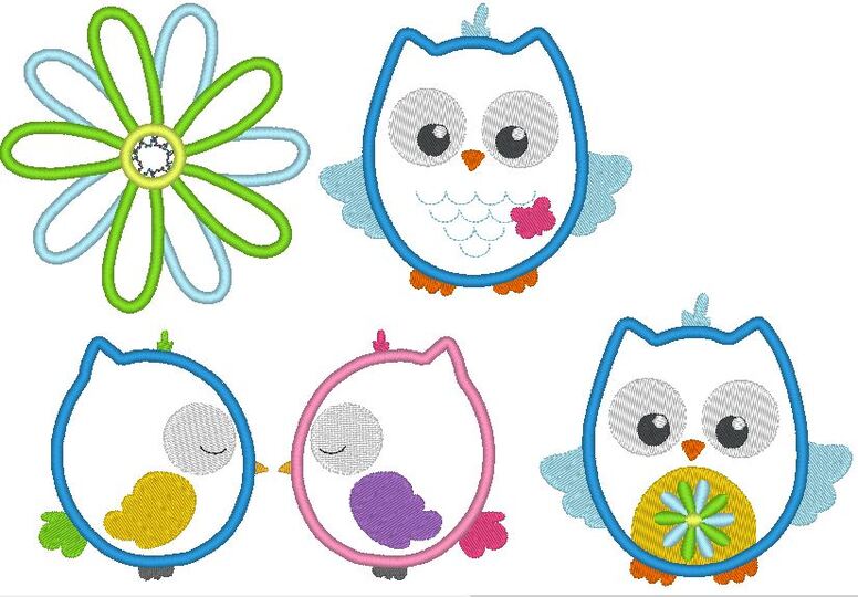 Eulen auf Ast Applikation Stickdatei Eule Paar