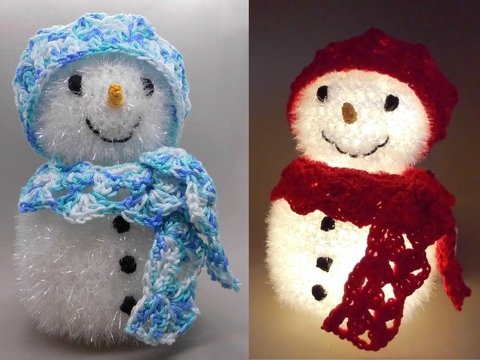 Glitzernde Licht-Deko Amigurumi Schneemann - einfach und schnell