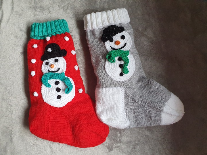 Strickanleitung Nikolausstrumpf Schneemann 50 cm lang