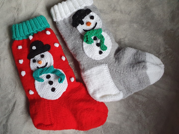 Strickanleitung Nikolausstrumpf Schneemann 50 cm lang