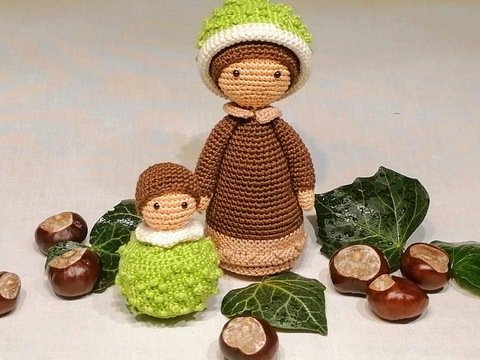 Blumenkind Kastanie Kai mit Kind - Häkelanleitung
