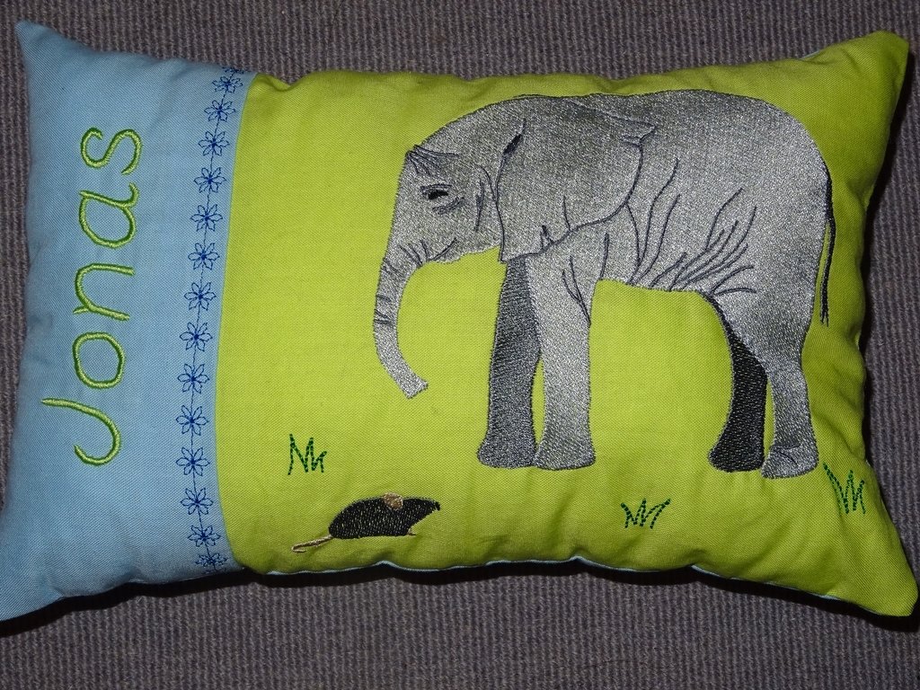 Elefant real inkl. Kissen ITH Stickdatei mit Maus - Bild 2