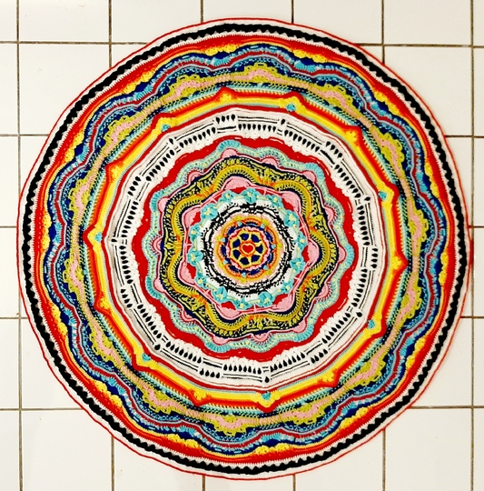 Häkelanleitung Teppich Mandala "Herzfrequenz"