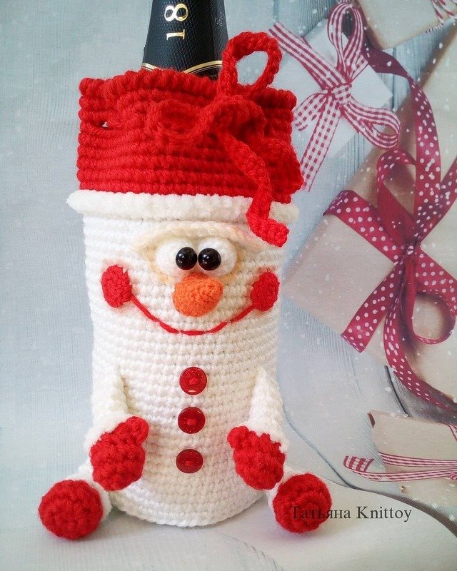 278DE Häkelanleitung Flaschenüberzug Schneemann - PDF Knittoy CP - Bild 2