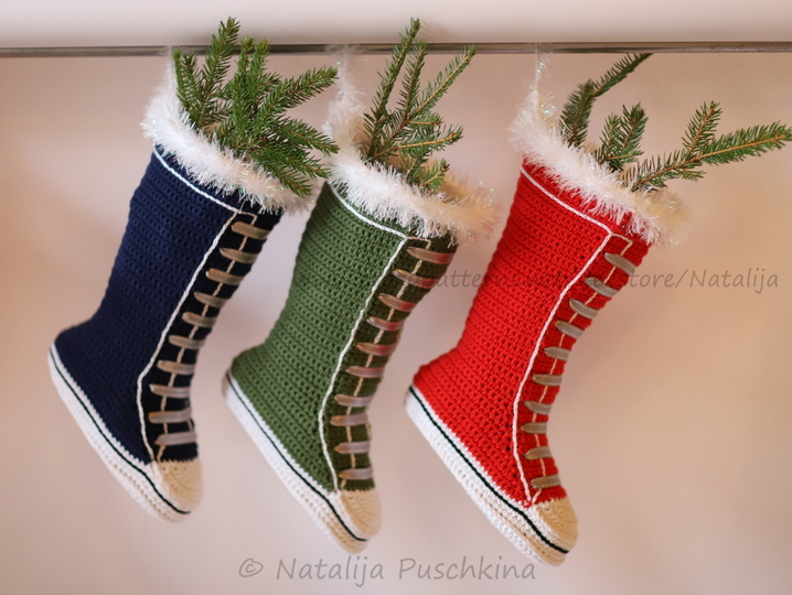 Häkelanleitung für schicken Weihnachtsstiefel