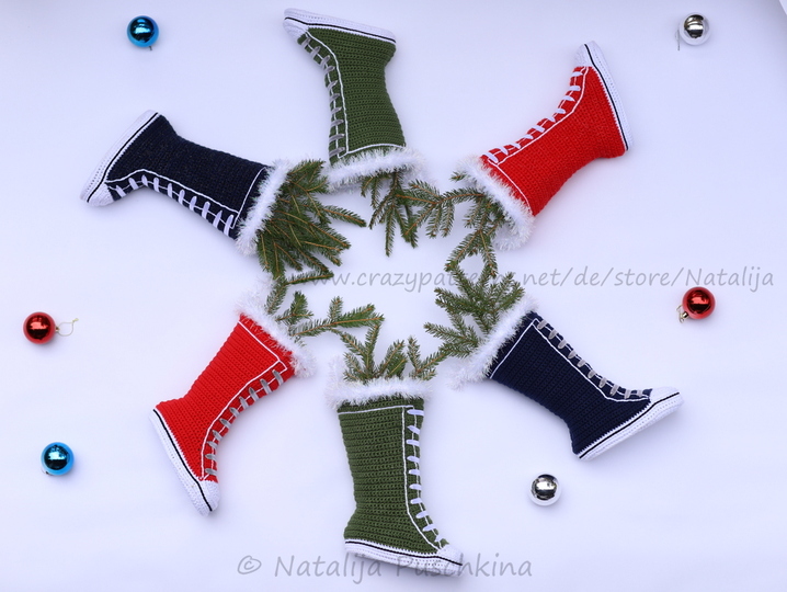 Häkelanleitung für schicken Weihnachtsstiefel