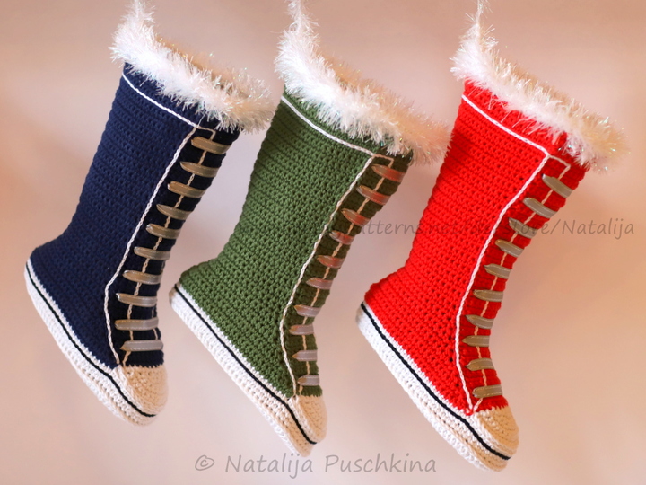 Häkelanleitung für schicken Weihnachtsstiefel