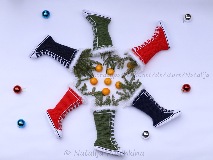 Häkelanleitung für schicken Weihnachtsstiefel