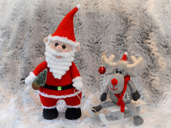 großer stehender Nikolaus mit GRATISANLEITUNG kleiner Elch Rentier