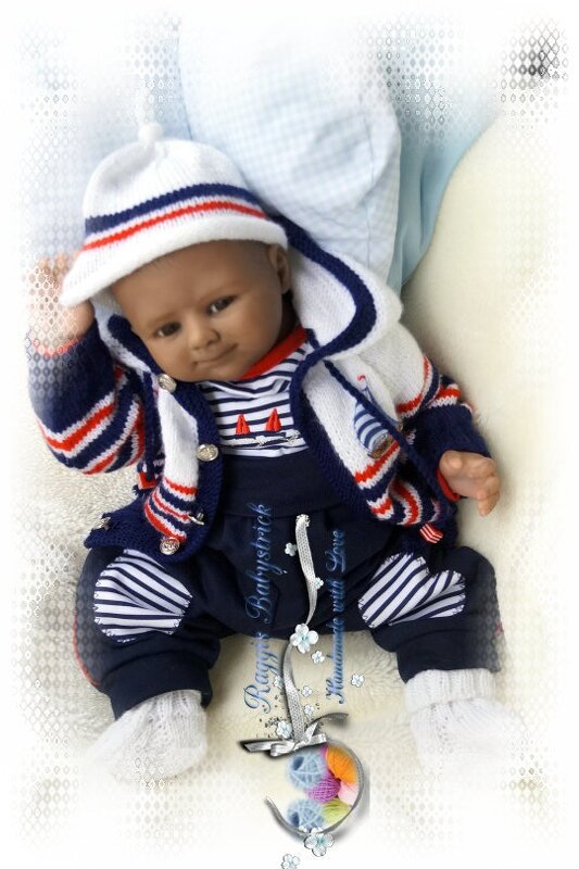 Strickanleitung für Baby's u. Reborns 3-teiliges Set  Modell Fite  Gr. 56 - Bild 6