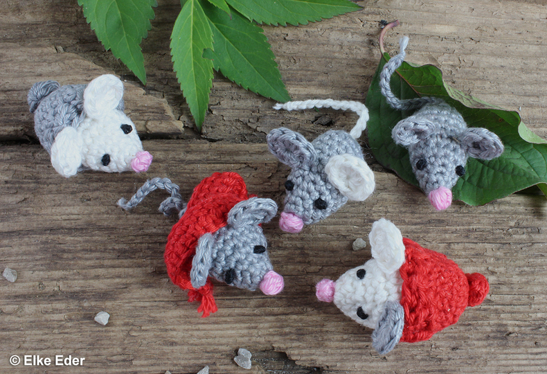 Mäusebande - mit Schal und Popomütze - Katzenspielzeug