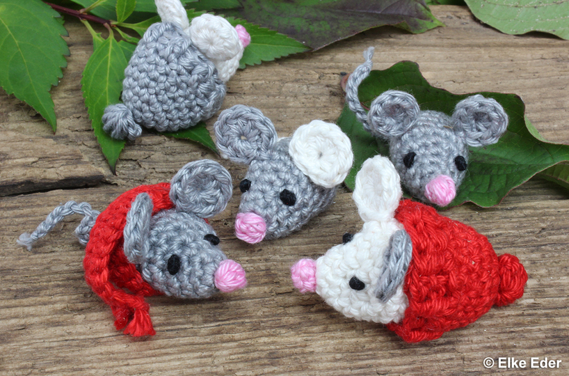 Mäusebande - mit Schal und Popomütze - Katzenspielzeug