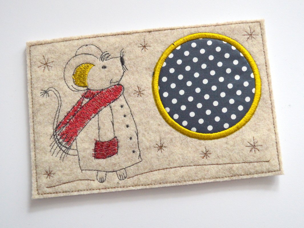 Stickdatei MugRug Untersetzer Wintermaus 13x18cm und 13x20cm - Bild 3