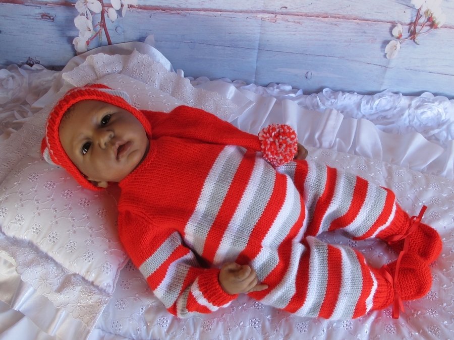 Strickanleitung Babyset  ALBERT Gr. 50 3-teilig für Reborn und Baby