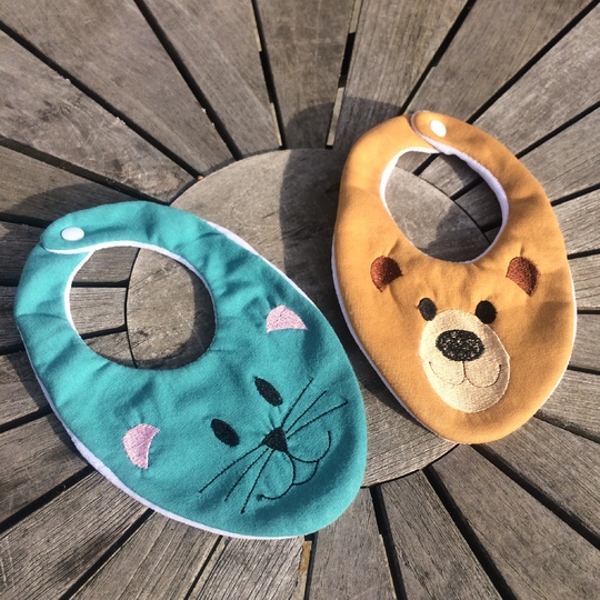 Kinder-Halstuch Stickdatei ITH new born Katze Bär