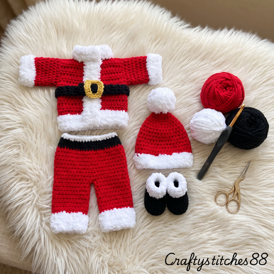 Crochet Pattern baby santa suit