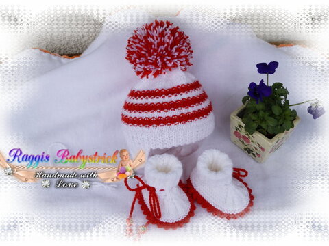 Strickanleitung für Mütze u. Schuhe  Modell Lynn Gr. 50